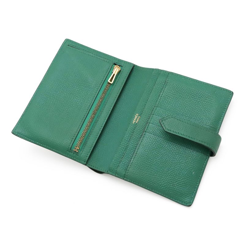 Hermes Bearn Compact Bifold Wallet Vaux Epson Leather Bamboo — view 5