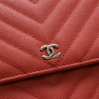 Chanel V-Stitched Chevron Chain Wallet Shoulder Bag Pochette Caviar Leather — view 4