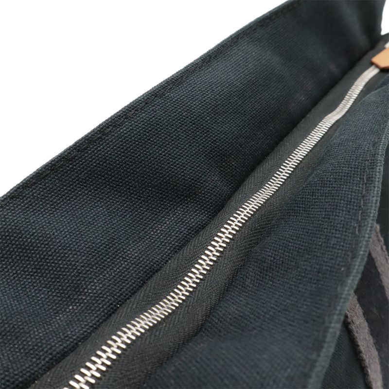 Hermes Fourre Tout Clutch Bag Second Pouch Canvas Leather Black Gray — view 5
