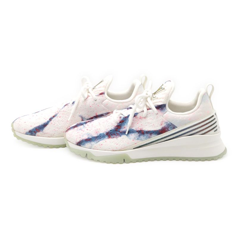Louis Vuitton Vnr Line Sneakers Fabric White Blue Pink 7 1 2 Size — view 2