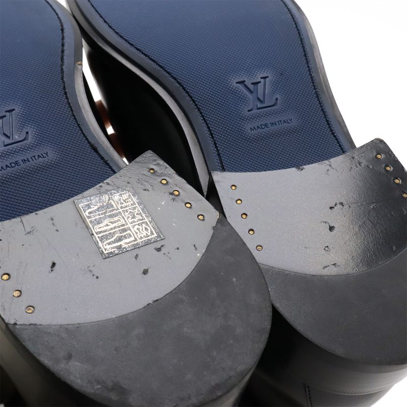 Louis Vuitton Ankle Belt Side Gore Short Boots Black Blue 8 1 2 — view 6
