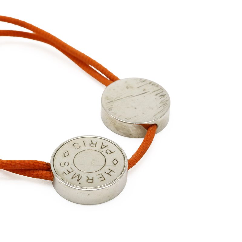 Hermes Serie Cord Bracelet Cotton Orange Silver Hardware — view 4