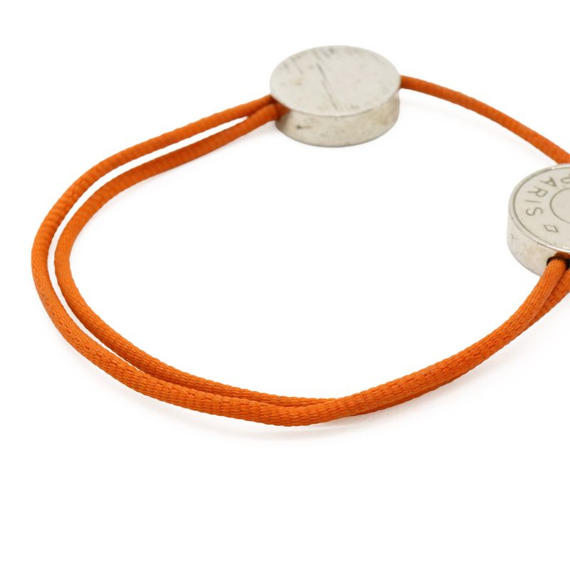 Hermes Serie Cord Bracelet Cotton Orange Silver Hardware — view 5