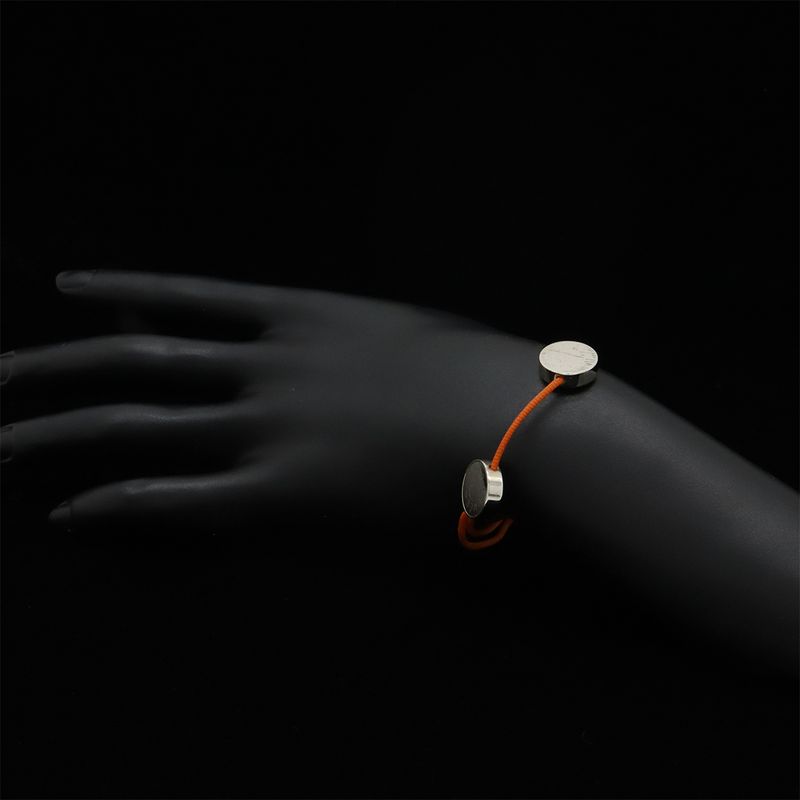 Hermes Serie Cord Bracelet Cotton Orange Silver Hardware — view 6