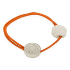 Hermes Serie Cord Bracelet Cotton Orange Silver Hardware — view 3
