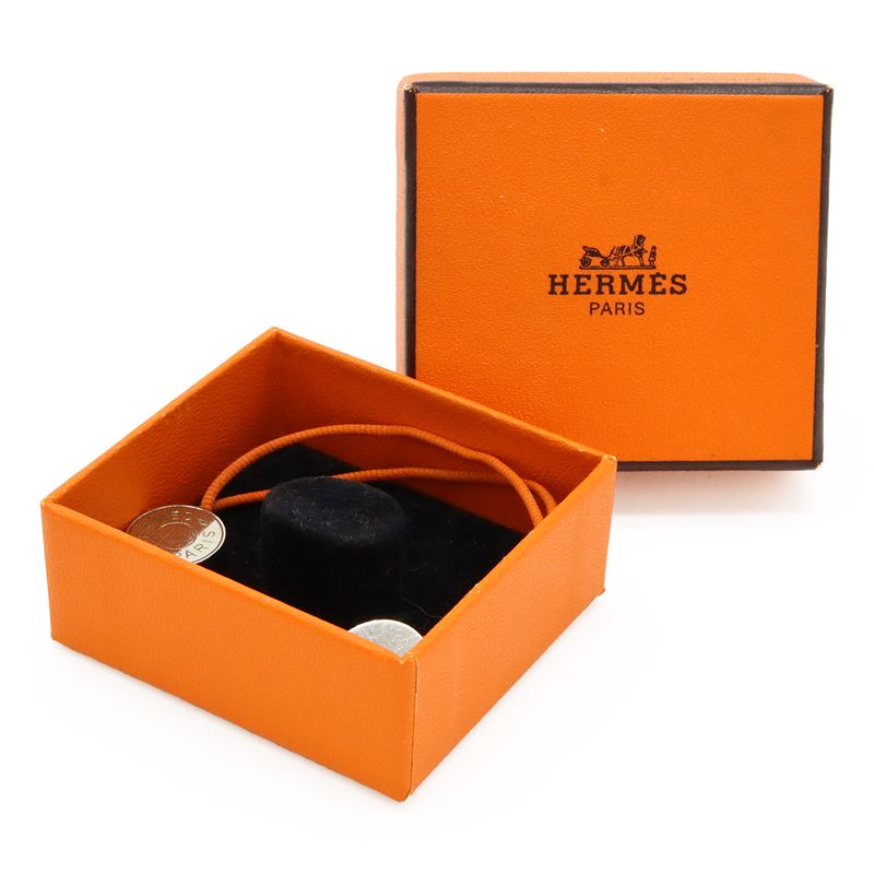 Hermes Serie Cord Bracelet Cotton Orange Silver Hardware — view 7