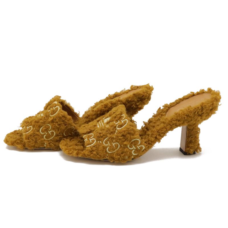 Gucci Adidas Collaboration GG Trefoil Logo Mules Sandals Mustard Fabric 37 — view 2