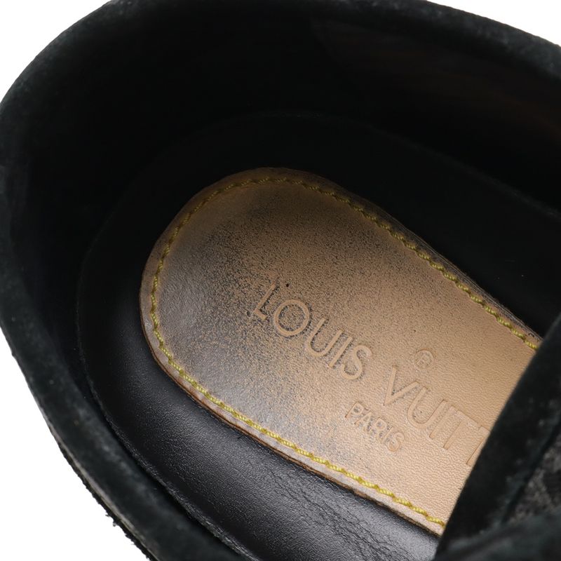 Louis Vuitton Monogram Denim Low Cut Sneakers Shoes Suede Black 6 1 2 Size — view 6