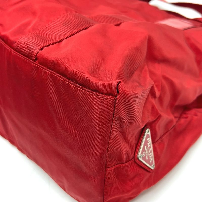 Prada Tote Bag Triangle Plate Nylon Red — view 6