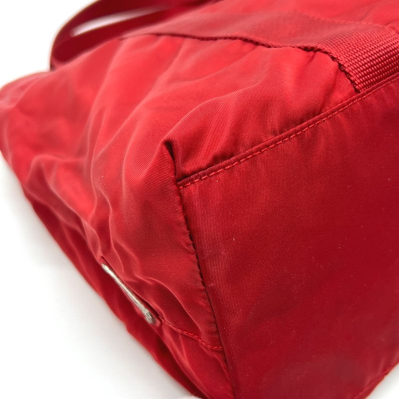 Prada Tote Bag Triangle Plate Nylon Red — view 7