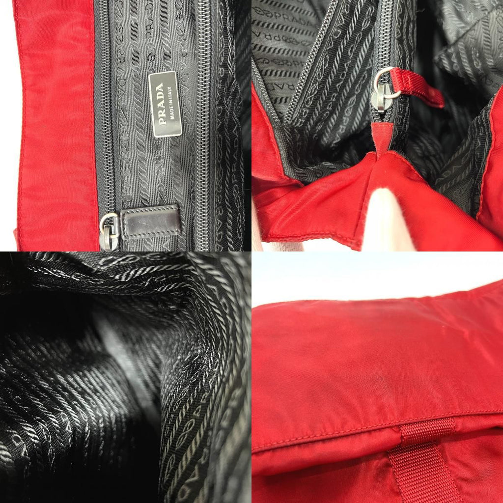 Prada Tote Bag Triangle Plate Nylon Red — view 2