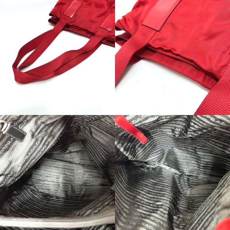 Prada Tote Bag Triangle Plate Nylon Red — view 9