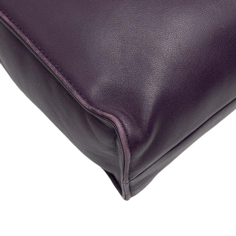 Prada Triangle Logo Plate Tote Shoulder Bag 2-Way 1 Bg418 Purple Leather — view 5