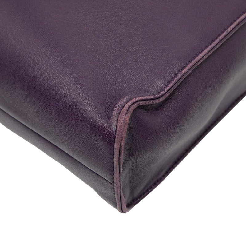 Prada Triangle Logo Plate Tote Shoulder Bag 2-Way 1 Bg418 Purple Leather — view 4