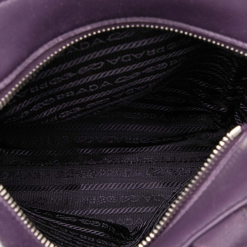 Prada Triangle Logo Plate Tote Shoulder Bag 2-Way 1 Bg418 Purple Leather — view 6