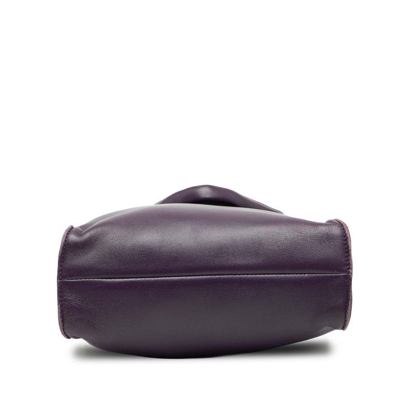 Prada Triangle Logo Plate Tote Shoulder Bag 2-Way 1 Bg418 Purple Leather — view 3