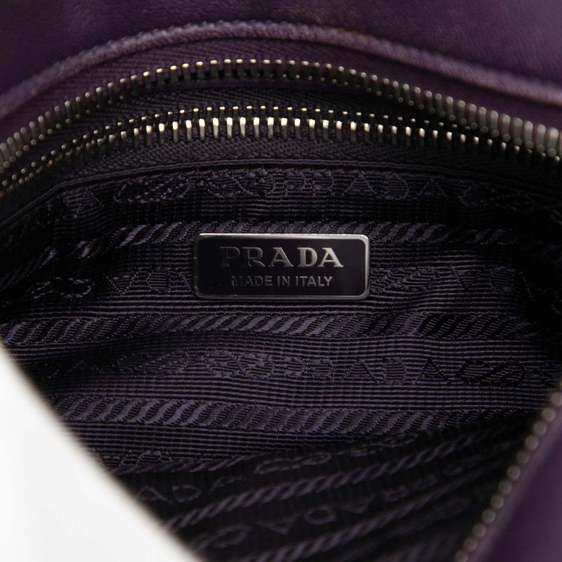Prada Triangle Logo Plate Tote Shoulder Bag 2-Way 1 Bg418 Purple Leather — view 7