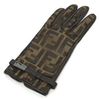 Fendi Gloves Zucca Pattern FF Logo Canvas Brown — view 4