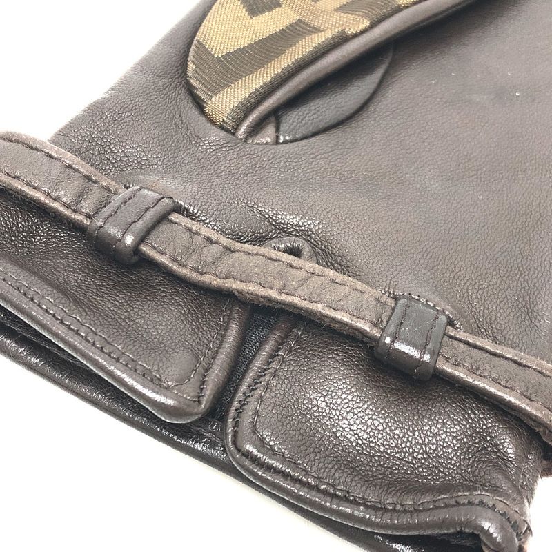 Fendi Gloves Zucca Pattern FF Logo Canvas Brown — view 8