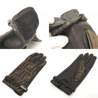 Fendi Gloves Zucca Pattern FF Logo Canvas Brown — view 9