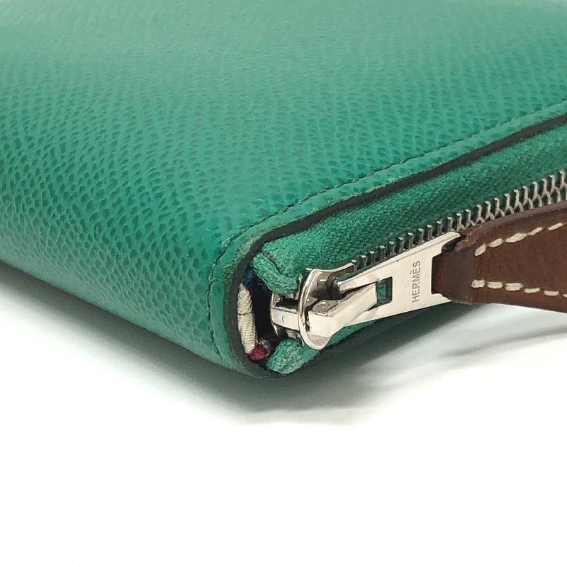 Hermes Bifold Wallet Azap Compact Silk Quin Vaux Epson Verre Jade Green — view 6