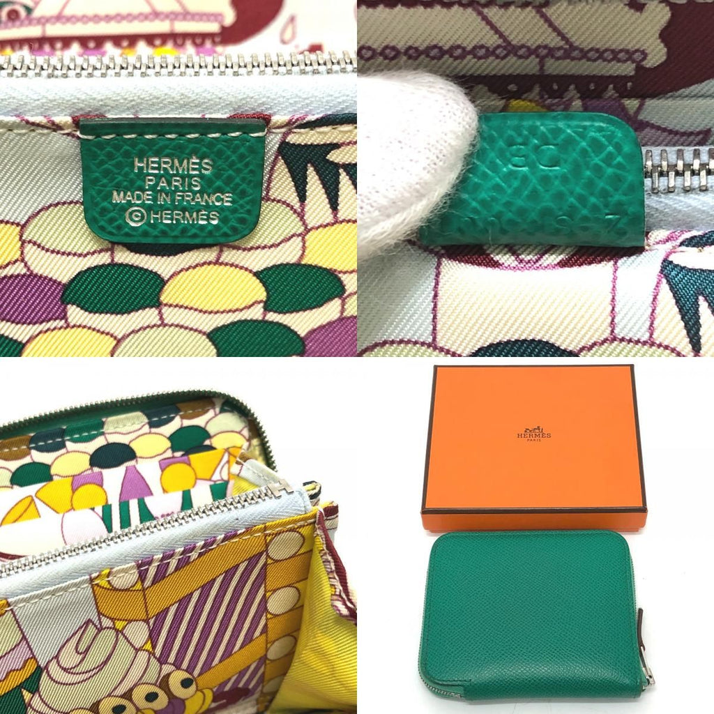 Hermes Bifold Wallet Azap Compact Silk Quin Vaux Epson Verre Jade Green — view 2