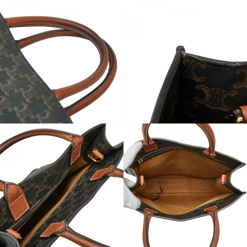 Celine Triomphe Vertical Cabas Small Tote Shoulder Bag 2-Way Black Brown — view 9