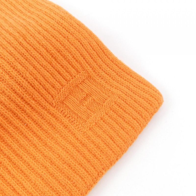 Hermes Orange Ribbed Muffler Scarf — view 2
