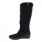 Gucci Horsebit Black Shearling Wedge Boots — view 2