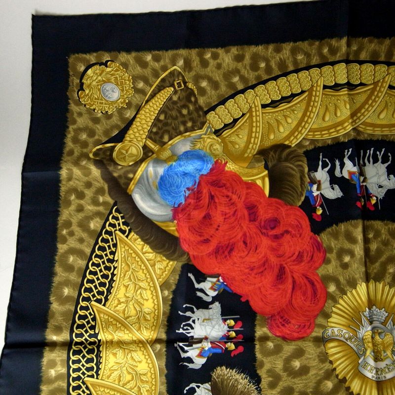 Hermes Carre 90 Casques Et Plumets Faceless Helmet 100% Silk Scarf — view 6