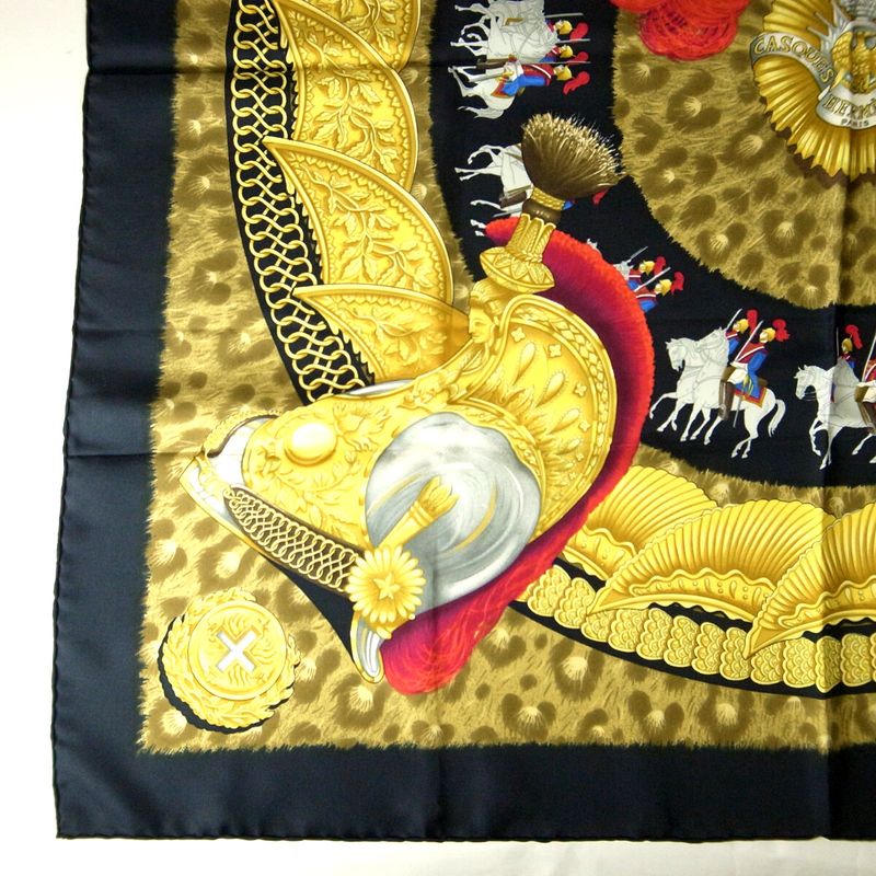 Hermes Carre 90 Casques Et Plumets Faceless Helmet 100% Silk Scarf — view 3