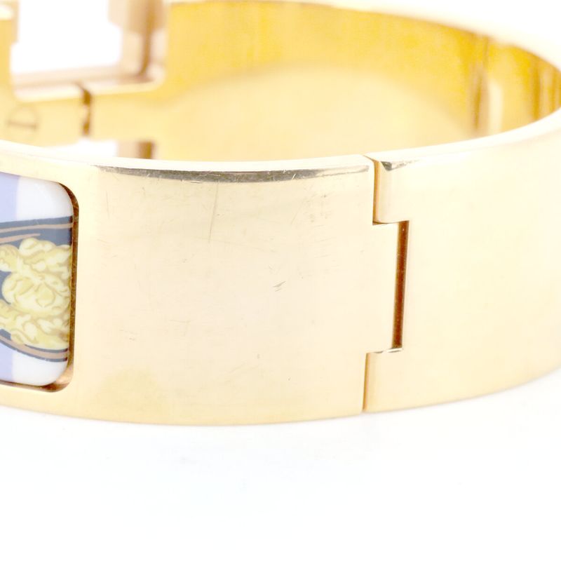 Hermes Click H Belt Pattern Enamel Bracelet Gold Hardware Paw Nbroker — view 5
