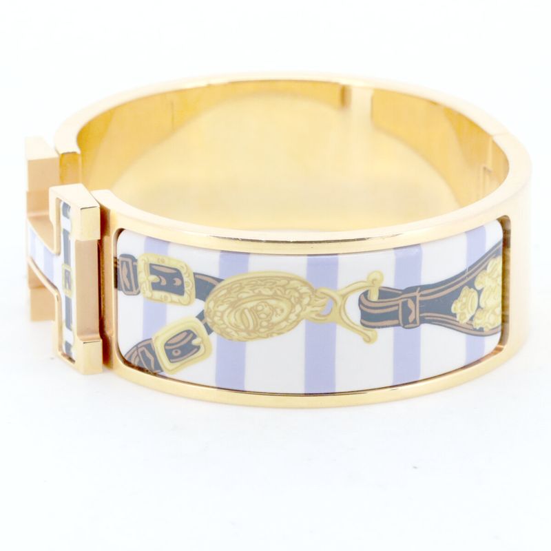 Hermes Click H Belt Pattern Enamel Bracelet Gold Hardware Paw Nbroker — view 4