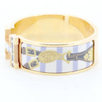 Hermes Click H Belt Pattern Enamel Bracelet Gold Hardware Paw Nbroker — view 4