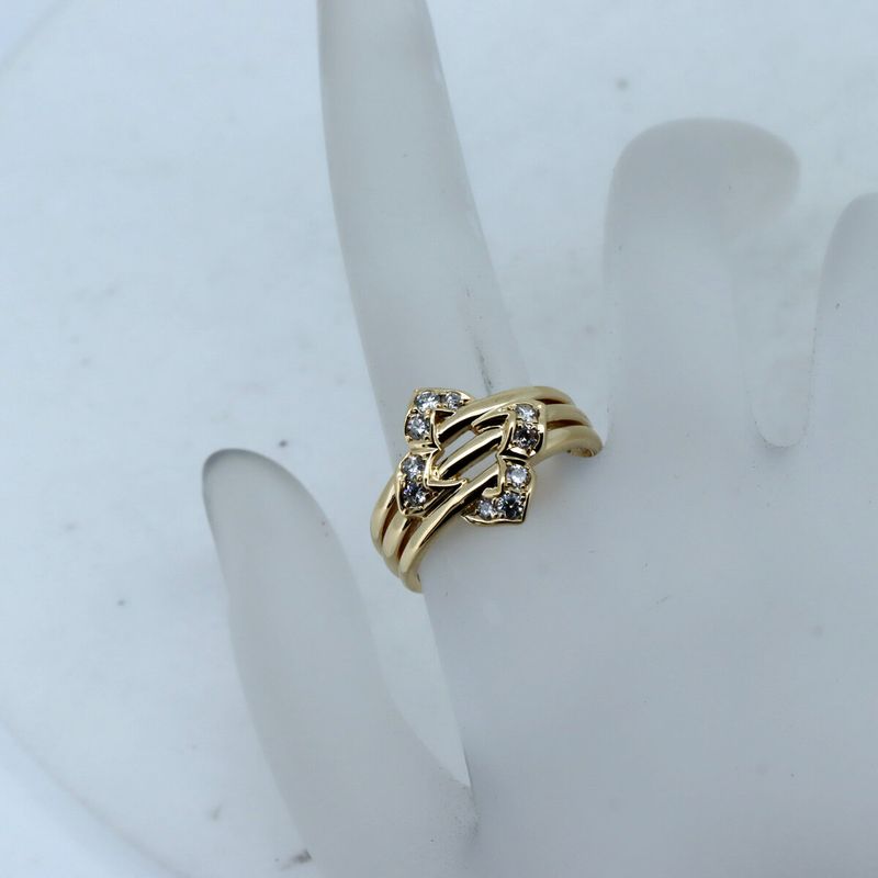 Dior Diamond Ring Size 13 18K Yellow Gold — view 7
