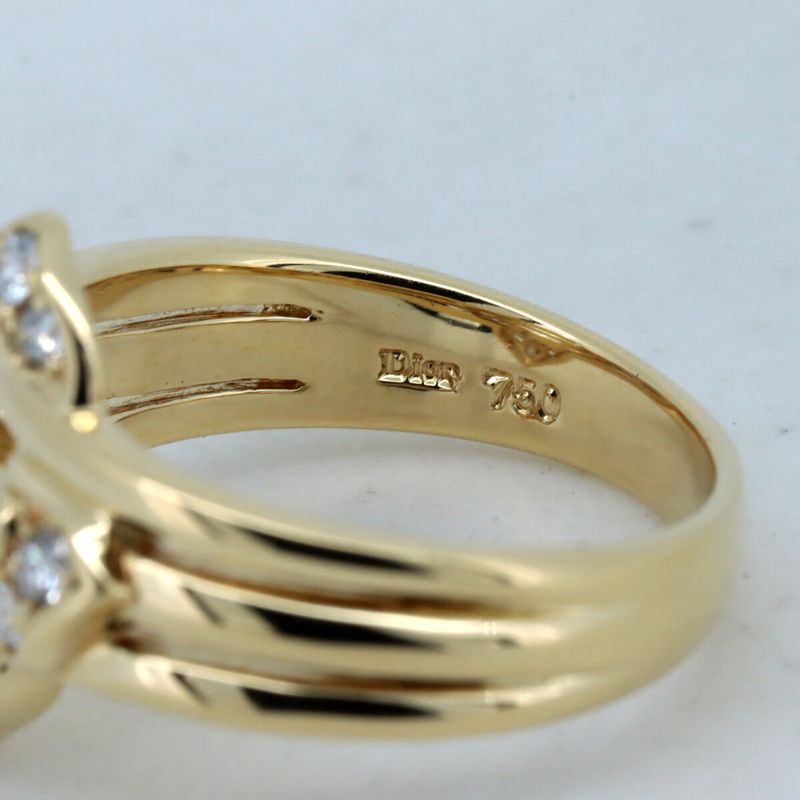Dior Diamond Ring Size 13 18K Yellow Gold — view 4