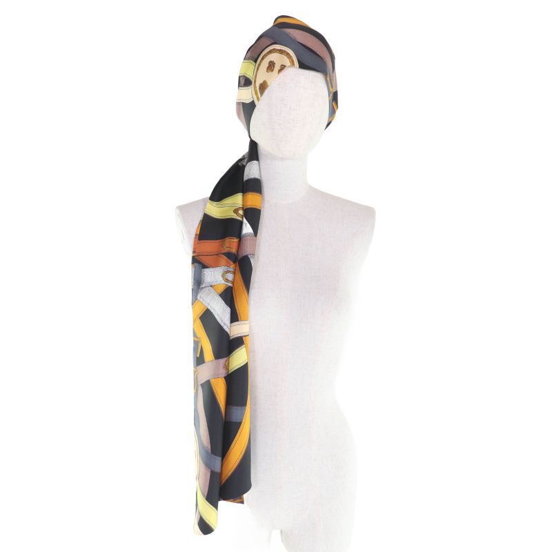 Hermes Maxi Twillye Cavalcadour 100% Silk Scarf with Belt Design Multi — view 8