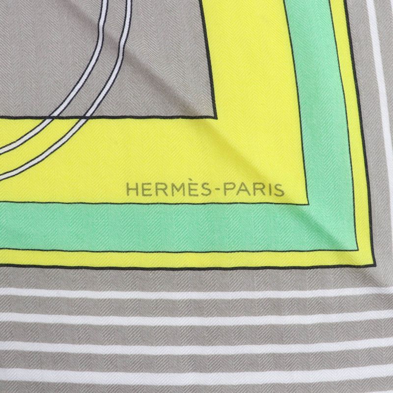 Hermes Triangle Exlibris Cashmere Silk Beige Sandle Pink Jeanne Vif Shawl — view 6