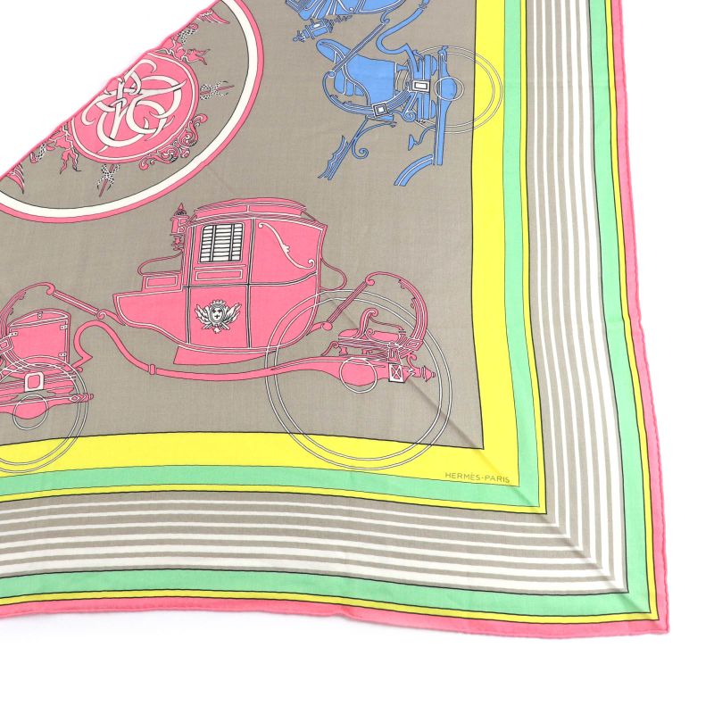 Hermes Triangle Exlibris Cashmere Silk Beige Sandle Pink Jeanne Vif Shawl — view 4