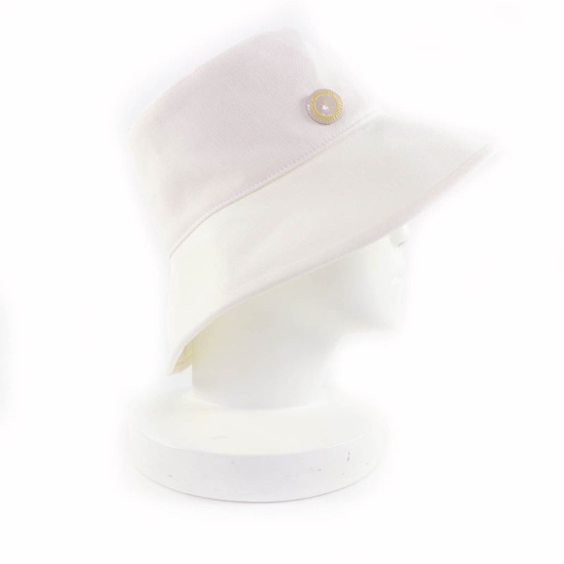 Hermes Gaelle Hemp Cotton Blend Hat Bucket White 58 — view 2