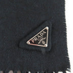 Prada 2023 1 Fs047 Silk Cashmere Blend Fringe Scarf with Triangle Logo Plate — view 6