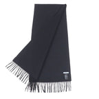 Prada 2023 1 Fs047 Silk Cashmere Blend Fringe Scarf with Triangle Logo Plate — view 3