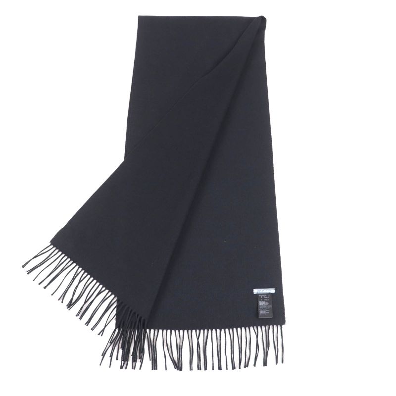 Prada 2023 1 Fs047 Silk Cashmere Blend Fringe Scarf with Triangle Logo Plate — view 3