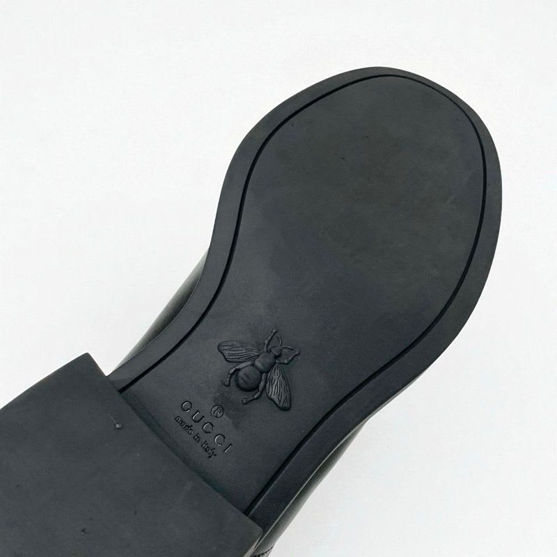 Gucci Boots Short Shoes Leather Black Double G Heart Quilting — view 9
