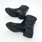 Gucci Boots Short Shoes Leather Black Double G Heart Quilting — view 7