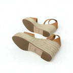 Hermes Tipo Sandals Shoes Leather Brown Silver Kelly Hardware Wedge Sole — view 7