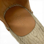 Hermes Tipo Sandals Shoes Leather Brown Silver Kelly Hardware Wedge Sole — view 8