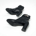 Hermes Saint Germain Boots Short Shoes Leather Black Silver Kelly Hardware — view 6