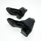 Chanel Boots Short Shoes Patent Fabric Black Silver Coco Mark Lame Sock — view 6