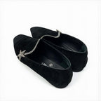 Chanel Flat Shoes Suede Fabric Black Opera Star Bijou Rhinestone — view 4